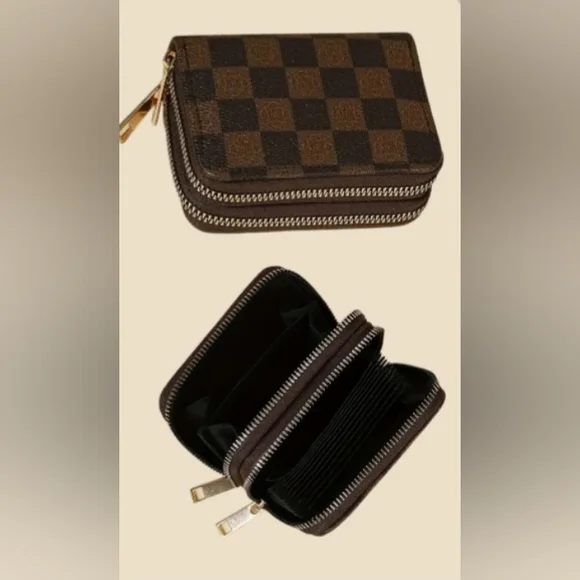 Brown Monogram Checkerboard Wallet Zip Zippy Around Double Zip Walet Brown/Black - Picture 4 of 16